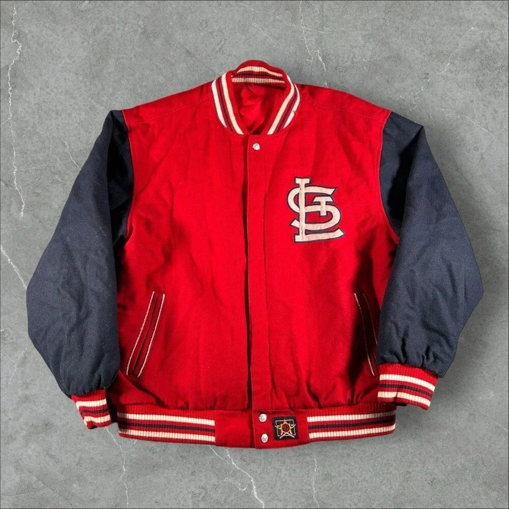 VTG St Louis Cardinals Jacket Mens XL Red Wool Bomber Reversible Jeff Hamilton